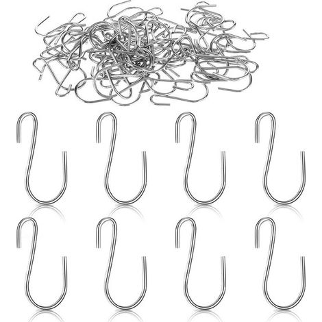 50 pezzi di mini ganci a S per appendere，piccoli ganci in acciaio inossidabile，ganci a filo a forma di S per lavori fai da te，10 cm (1/5)