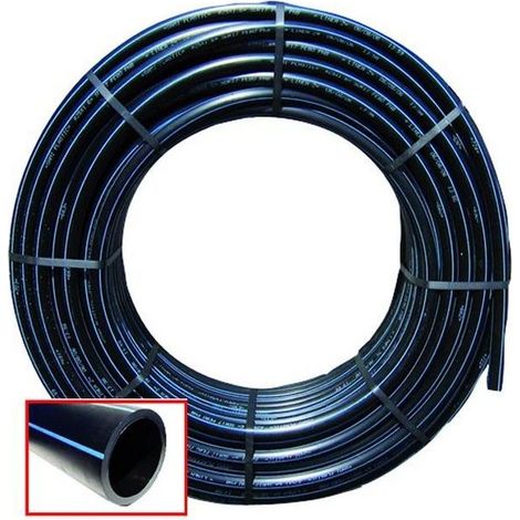Vigor 7605025 Tubo Polietilene HD PE100 PN16 UNI-EN1201 Diametro 25 mm 50 mt colore Nero Blu