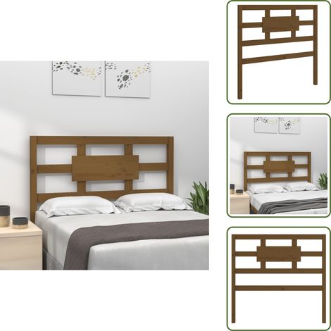 The Living Store Cabecero de cama madera maciza pino marrón miel 80,5x4x100 cm - Madera maciza