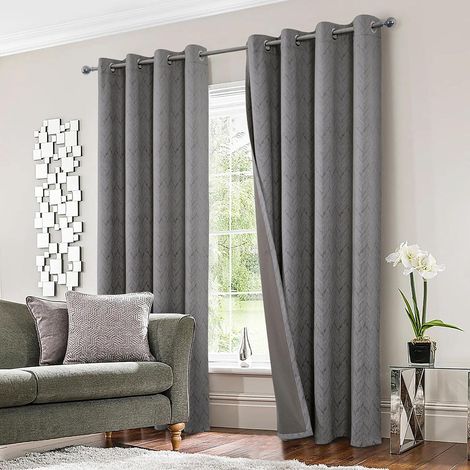 Rideau avec Velours Gaufré Impression Multiple à œillets, Rideau Salon Moderne Lot de 2, Tissu Doux Souple et Respirant, Gris Anthracite 140x245cm 2 Panneaux (1/5)