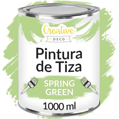 Creative Deco Pintura a la Tiza Verde Primavera 1L Mate y Lavable para Muebles