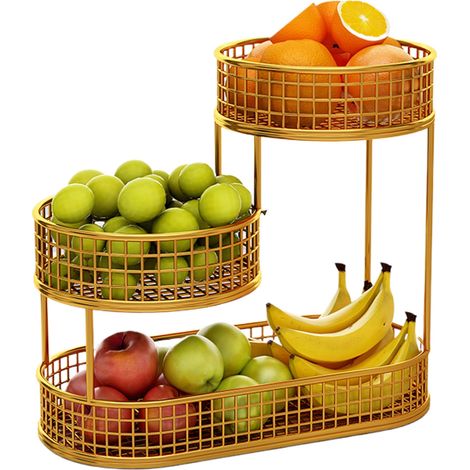Corbeille à fruits de comptoir, panier de rangement en métal, convient pour la cuisine et le salon, 403221cm (or) (1/5)