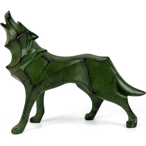 Wolfsskulptur, geometrische Tierskulptur aus Kunstharz (1/4)