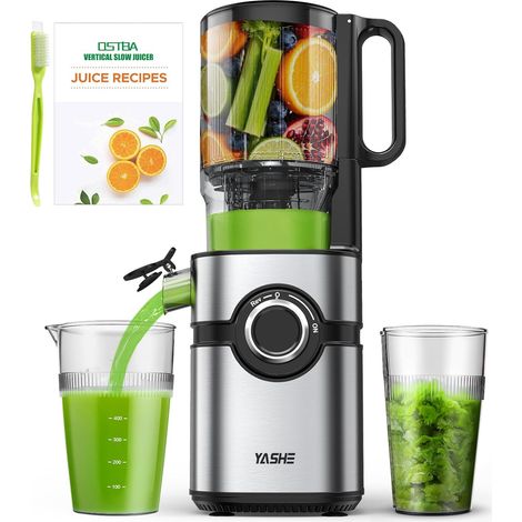 Entsafter, Slow Juicer mit 12,7 cm Einfüllschacht für ganze Früchte und Gemüse, Saftpresse mit Selbstzufuhr