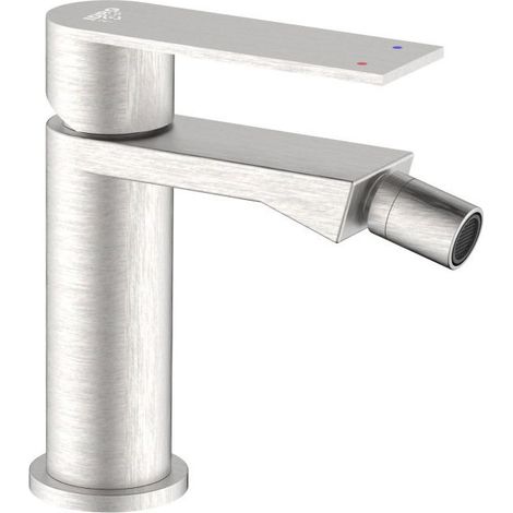 Idro Bric miscelatore bidet serie Solar, acciaio spazzolato argento, cartuccia ceramica 25 mm, aeratore orientabile, SS304