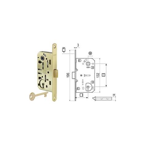 SERRATURA A BUSSOLA MEDIANA EVOLUTION SOLO SCR. NYLON B.DO T.DO OTTON.  mm.50 bordo acciaio ottonato (1101.50.03)    AGB