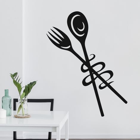 Sticker Mural - Cuisine Couverts - 7x16 cm - Noir (1/3)