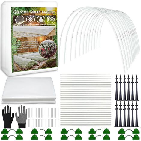 30 pièces arceaux de tunnel de plantation, 2,5 x 15 m filet anti-insectes, tunnel de film pour plate-bande surélevée, filet à légumes de jardin, filet de protection des plantes, filet pour plantes (1/5)