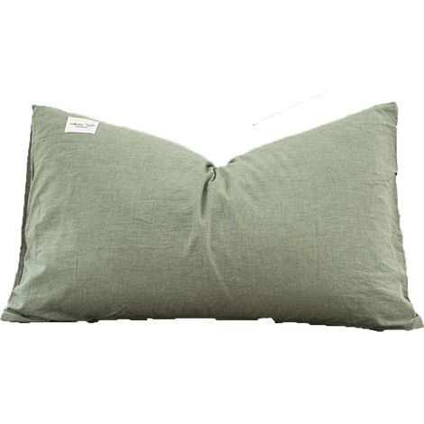 Taie d'oreiller de style simple en coton lavé, de couleur unie pour une touche de sophistication. (1/4)