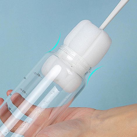 Broche à bouteille longue avec manche spongieux flexible pour nettoyage 360° sans rayures avec trou pour suspension pour flacons, verres et tasses (1/5)