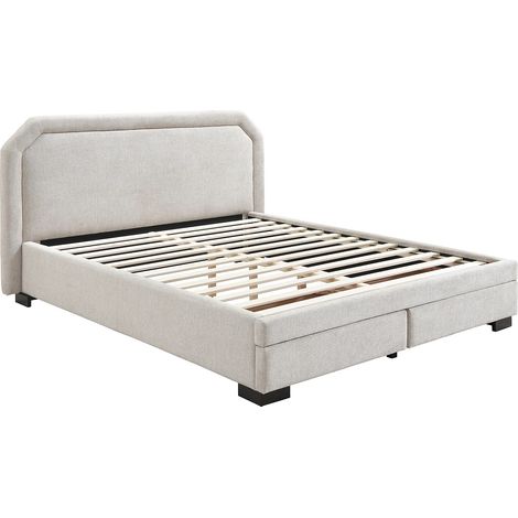 Lit avec tiroirs 160 x 200 cm - Tissu - Beige - INASTO (1/5)