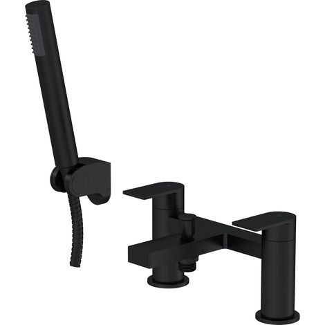 Ranton Contemporary Bath Shower Mixer Tap with Shower Kit - Matt Black - Balterley (1/5)