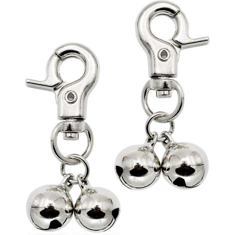 Clochettes pour colliers de chiens - Lot de 2 colliers à clochettes en acier inoxydable pour chiens et chats avec mousquetons robustes (1/4)