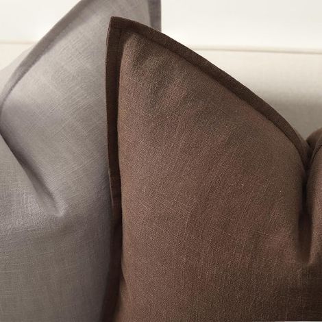 Housse de Coussin 40x40 en Lin Coussin de Canapé Housses de Coussin Coussin pour Canapé Lit et Salon Brun (1/2)