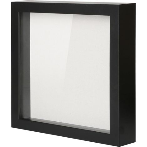 Cadre Photo de 20,3 x 20,3 cm avec Planche en Lin – Boîte à Souvenirs de Sport pour bébé, épingles, récompenses, médailles, Mariages, Billets et Photos (Noir) (1/5)