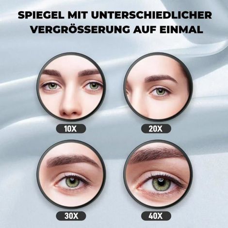 Miroir cosmétique grossissant - 1 pièce, x40, noir, avec ventouse + pince à épiler - Convient pour maquillage, épilation Étiquette (1/4)