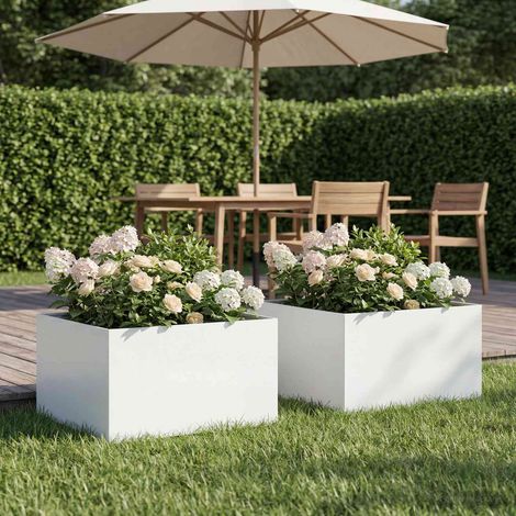 vidaXL Macetero de Jardín 2 uds. Blanco 40 x 40 x 30 cm (1/5)