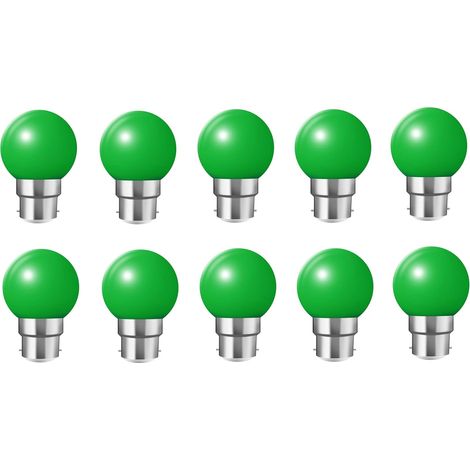 QAZQA 10X B22 Ampoule vert 1W Ampoule Couleur Économie d'énergie Couleur à LED 200LM Adapté aux Décoration AC 220V-240V vert (1/4)