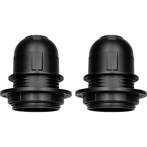 Juego de 2 portalámparas E27 de plástico blanco con anillo para pantalla, base de rosca para lámparas de mesa, lámparas de techo y lámparas colgantes. (1/5)