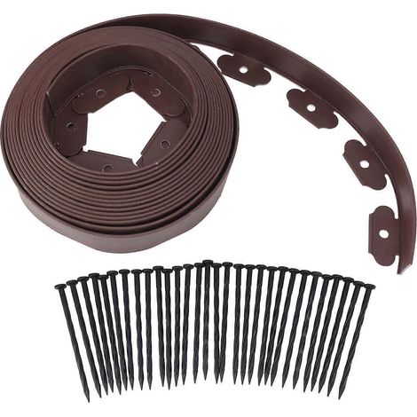 L-förmiges PE-Gartenrand-Set, leicht zu formen, kein Graben erforderlich, braun, 5 x 5 x 1000 cm / 2 x 2 x 393,7 Zoll