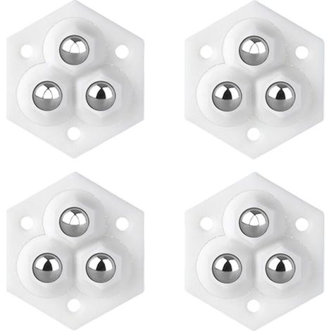 Roulettes pour petits meubles, lot de 4, poulie mobile pivotante à 360 degrés, adaptées aux petits meubles, blanches (1/4)