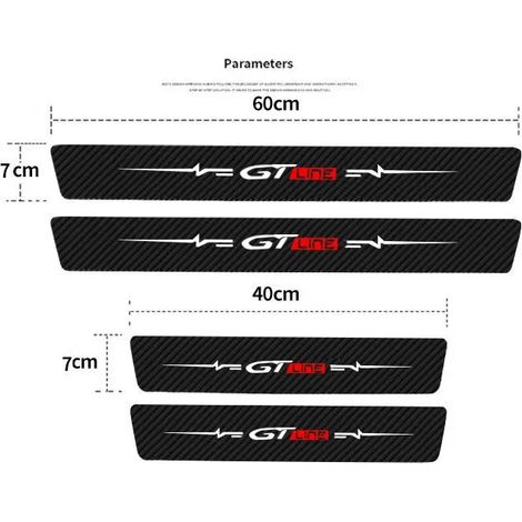 (4 pièces pour GTLINE) Film protecteur intérieur pour Peugeot GT GTI GTLine 301 307 107 207 3008 308 208 2008 206 : films protecteurs pour seuils de porte et de coffre (1/3)