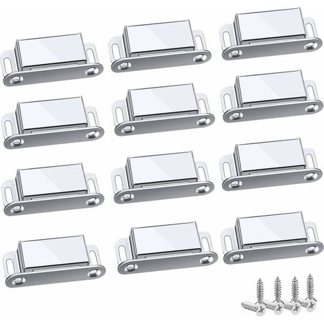 Loquet Magnetique, 12 Pièces Aimants loqueteaux magnétiques Placard Aimant Puissant Robuste Jusqu'à 6kg, Pour Tiroirs Porte de Douche Aimanté Armoire Placard, Cabinet, Meubles (45mm-12pc) (1/6)