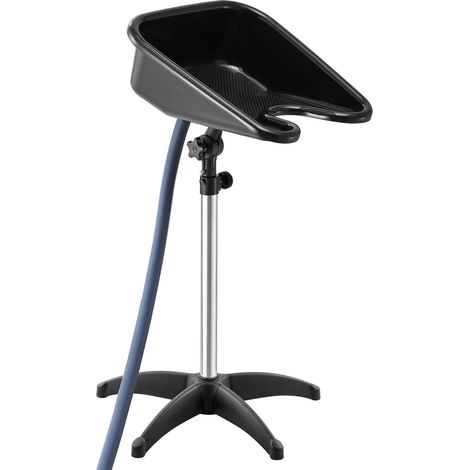 Mophorn Lavabo portátil para peluquería, con altura y ángulo regulables, incluye manguera de drenaje y base estable, adecuado para barberías, 510 x 520 x (900-1270) mm, color negro