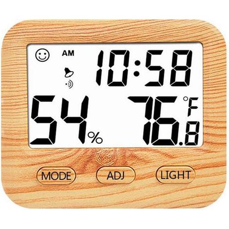 Thermomètre numérique en bois pour intérieur - Thermomètre hygromètre - température et d'humidité - Pour la maison, le bureau, la chambre d'enfant (1/5)