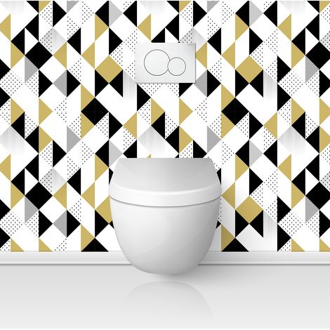 Crédence adhésive WC - Motif Géométrique - 60x60 cm - Adhésif MAT (1/3)