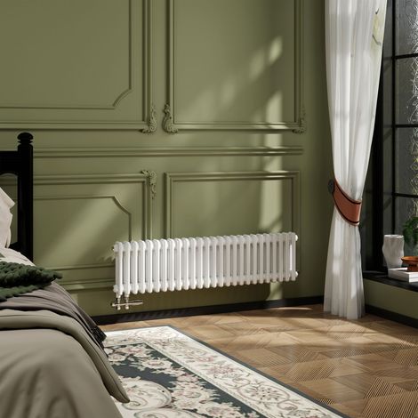 AICA Traditioneller 2-Säulen Heizkörper 300x1190mm Weiß aus Stahl