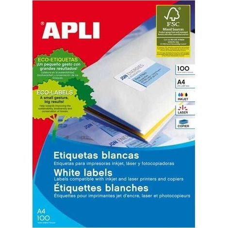 Etiquetas blancas cantos romos tamaño 199,6 x 289,1 mm con adhesivo permanente y acabado calidad foto. Pack con 10 hojas (10 etiquetas).
Característic