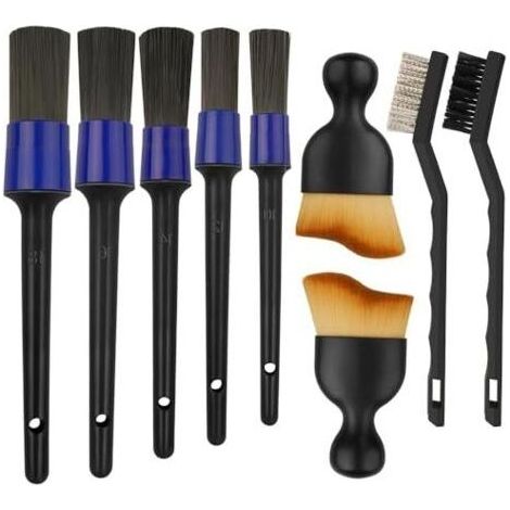 Lot de 9 brosses de nettoyage pour intérieur de voiture, poils doux, anti-rayures, brosse pour intérieur de voiture, intérieur de voiture, intérieur de voiture, grille d'aération (1/5)
