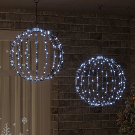 vidaXL Bola 2 uds. Blanco frío 50 x 50 x 52 cm Metal 320 LED (1/5)
