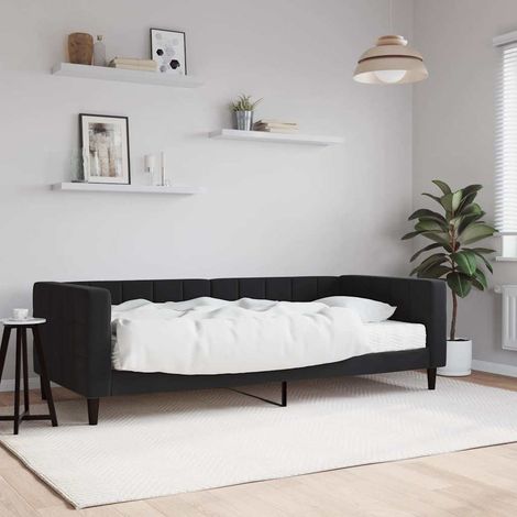 Sofá cama con colchón terciopelo negro 90x190 cm (1/5)