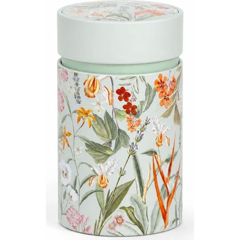 Boîte à thé Mira verte fleurs 150 g double couvercle (1/2)