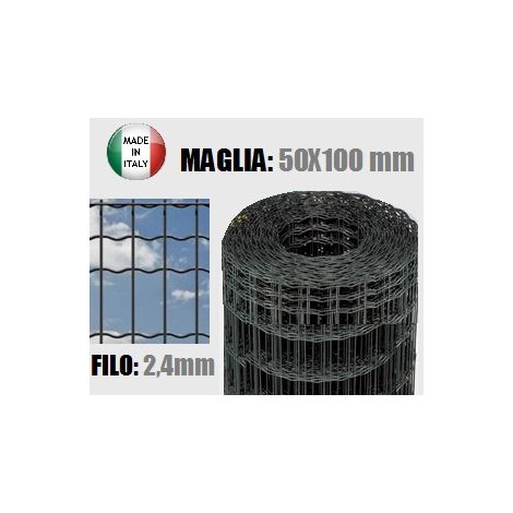 25mt- Rotolo Rete Metallica Zincata Plastificata Antracite Elettrosaldata - Maglia: mm50x100 - H 120 cm (1/3)