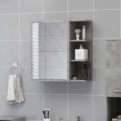 vidaXL Armario espejo baño contrachapada gris hormigón 62,5x20,5x64 cm (1/4)