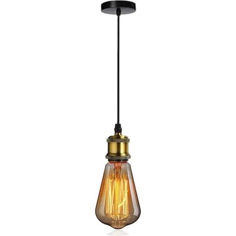 U-Do Luminaire Suspension Design Vintage avec Câble Ampoule E27 Edison Raccord à Vis Bronze (1/4)