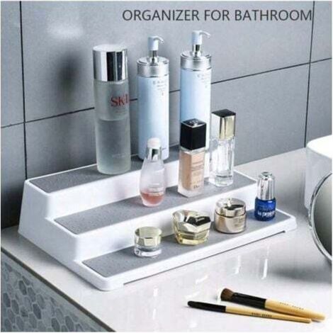 Étagère à épices pour armoire, étagère à épices extensible à 3 niveaux, étagère de rangement en plastique antidérapant pour cuisine, garde-manger et salle de bain (3 niveaux) (1/4)
