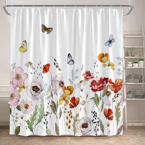 Filiyano-Rideau de douche à motif feuilles d'eucalyptus, feuillage d'automne brun aquarelle, rideau de salle de bain moderne en polyester, 150 x 180