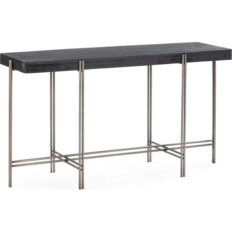 Console design bois métal noir nickel élégance contemporaine - noir effet bois métal nickel (1/2)