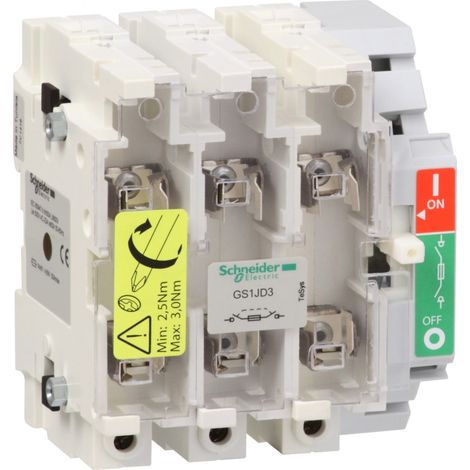 Schneider ELECTRIC Telemecanique GS1 JD3 - BLOC DE BASE INTERRUPTEURSECTIONNEUR FUSIBLE GS1 3P 3 F NFC 100 A (1/3)