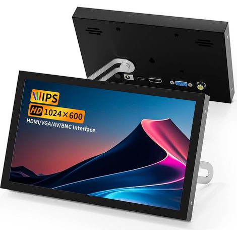 Mini Moniteur HDMI 7" Portable VGA avec AV BNC 1024 × 600 Écran LCD Haut-parleurs Intégrés 178° IPS Mini Écran Multifonction pour PC TV DVD CVBS (1/5)