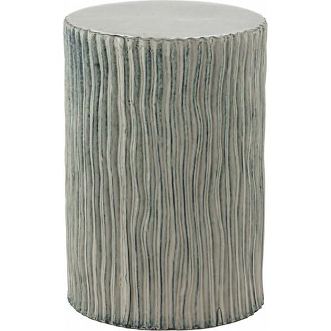 Tabouret sculptural en céramique striée - vert grisé (1/5)