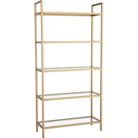 Wandregal h165cm aus goldenem Metall und Glasregalen Lola Tall