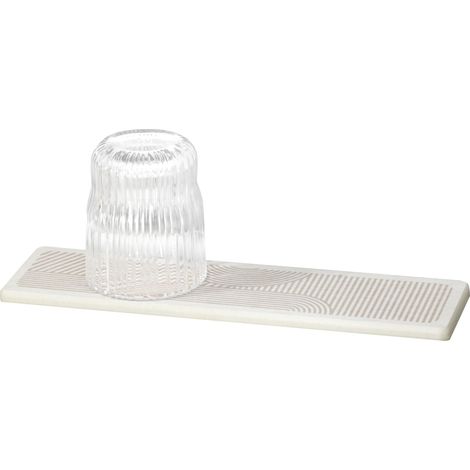 Wenko Tappeto drenante MOD. Damon scolapiatti in diatomite Naturale ad Asciugatura Rapida con Piedini in Silicone per Cucina 30x0,9x8 cm Beige