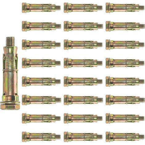 Lot de 24 Chevilles, Boulon d'ancrage M6 x 50 mm, Acier galvanisé, Pour maçonnerie et béton-Chrom (1/5)