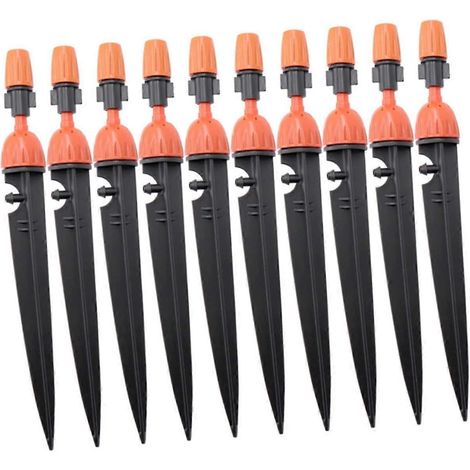 10Pcs Adjustable Garden Irrigation Drippers with Dual Watering Modes and Ground Stakes for Flower Pots Lawn (1/5)