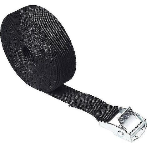 2,5 m x 25 mm Kfz-Spanngurt, hochbelastbar, mit Ratschenverschluss, aus Zinklegierung und Nylon, 8 Farben (schwarz).